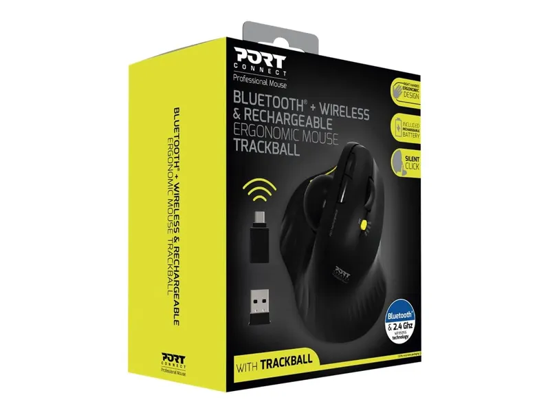 PORT DESIGNS MOUSE ERGONOMIC RECHARGEABLE BLUETOOTH TRACK BALL