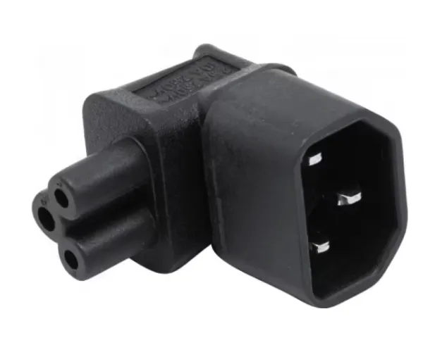 ADAPTATEUR IEC C14 (M) vers IEC C5 (F) Monobloc Coudé 809080