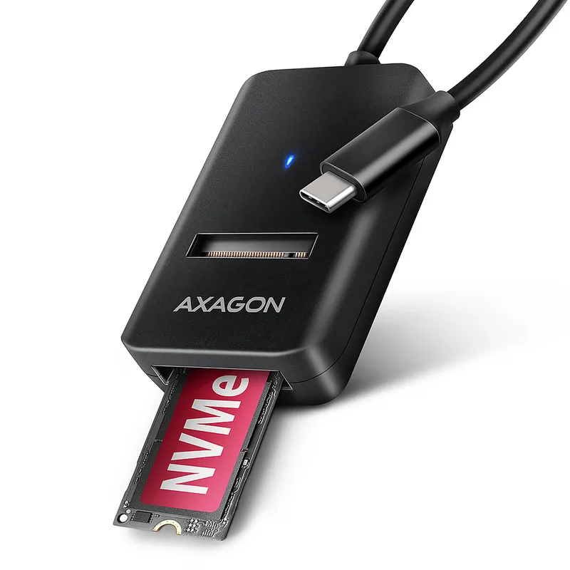 Adaptateur USB-C 3.2 Axagon ADM2-CM vers M.2 S-ATA/NVMe auto-alimenté