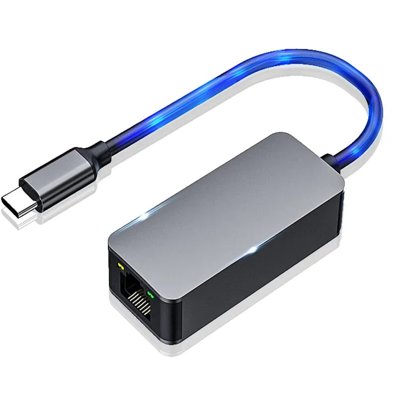 Adaptateur USB-C vers LAN 2.5G (RJ45) RTL8156 ALU +LED