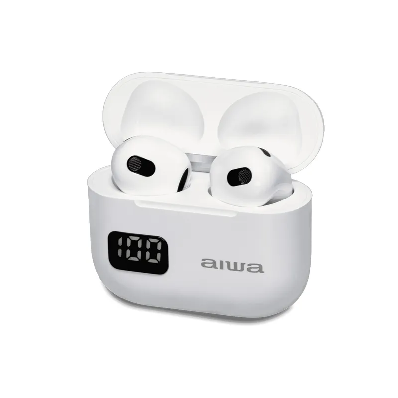 AIWA ETWS-150BK OREILLETTES s/fil Bluetooth +Boîtier charge Blanc