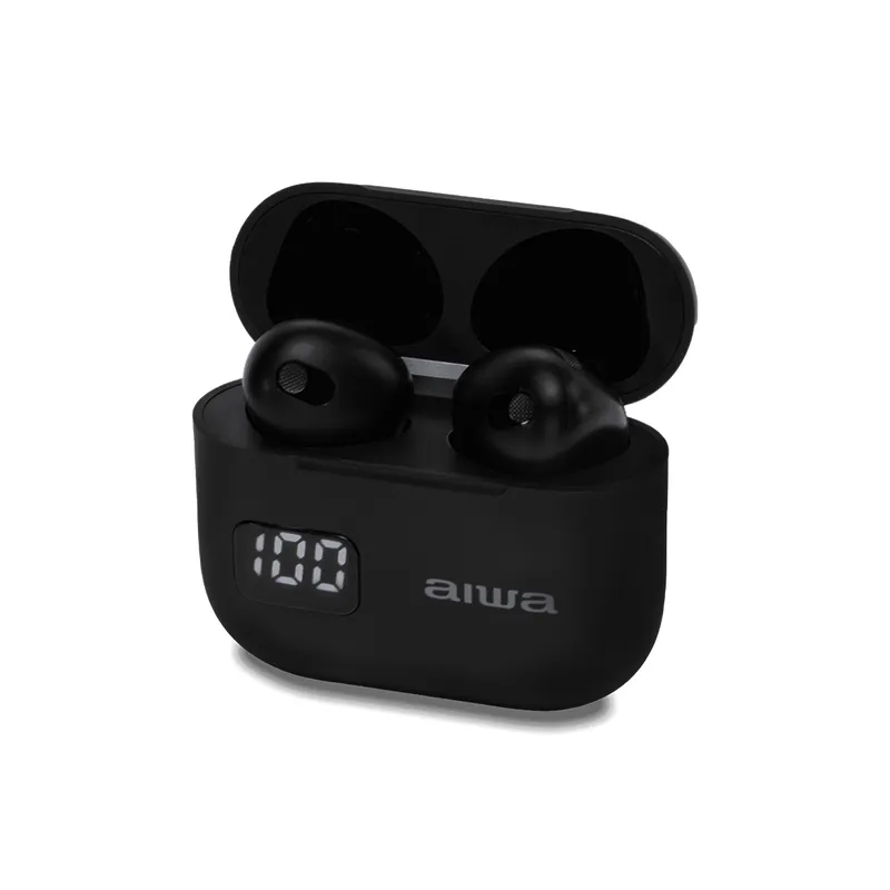AIWA ETWS-150BK OREILLETTES s/fil Bluetooth +Boîtier charge Noir