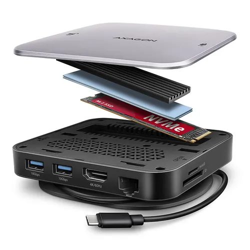 AXAGON HMC-UFO Dock Station USB-C avec HDMI/GbLAN/USB3.2 NVMe +Audio
