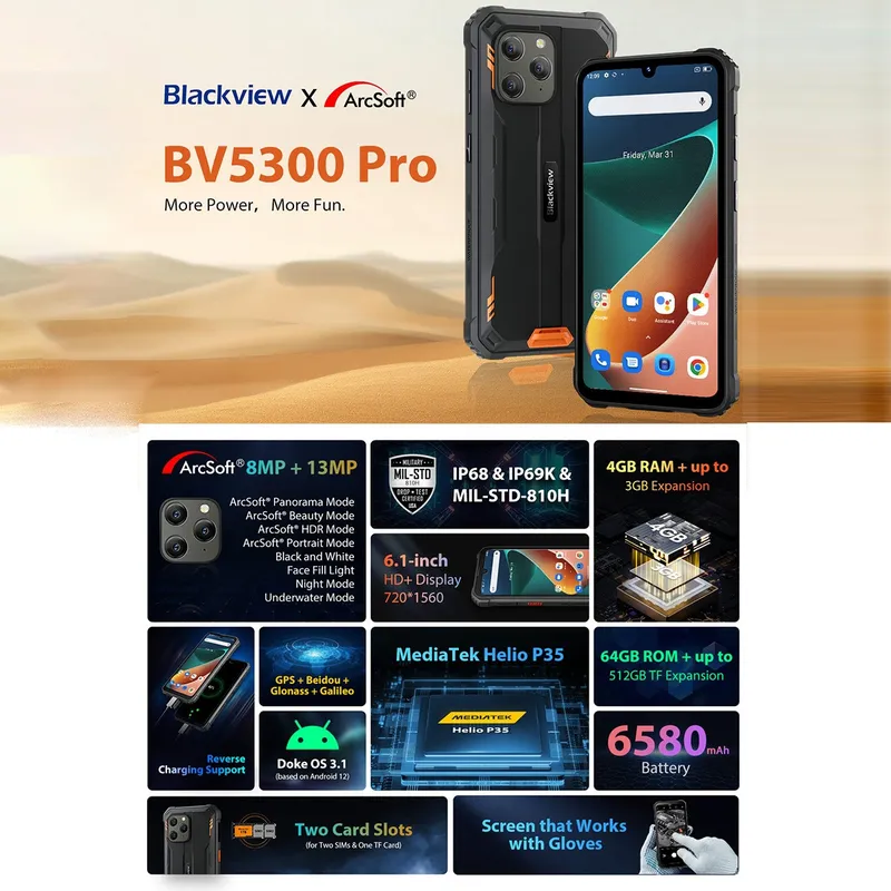 BLACKVIEW BV5300 Pro 6,1DS 2,3GHz 4G 4/64Go Noir