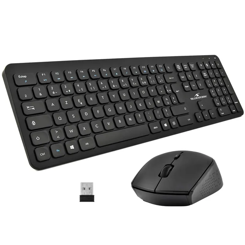 BLUESTORK BS-PACK-EASY-SLIM-B Pack CLAVIER+SOURIS s/fil Nano NOIR
