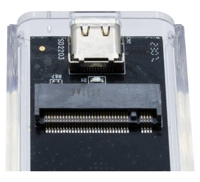 Boitier Ext. USB3 pour SSD M.2 Dual (NVMe/Ngff) Transparent