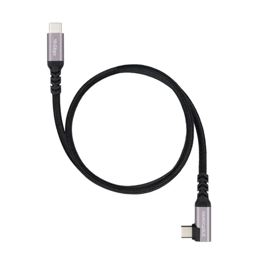 Câble Usb-c M/M coudé Nanocable 100W 1m Noir