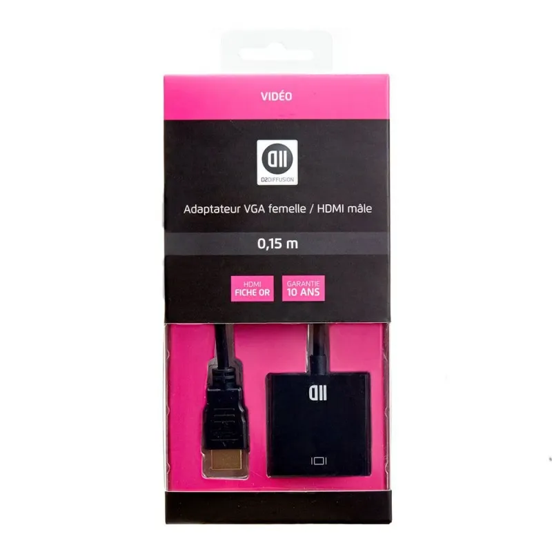 D2 - ADAPTATEUR HDMI (M) vers VGA (F) 15cm Or D2ADPVGAFHDMIM