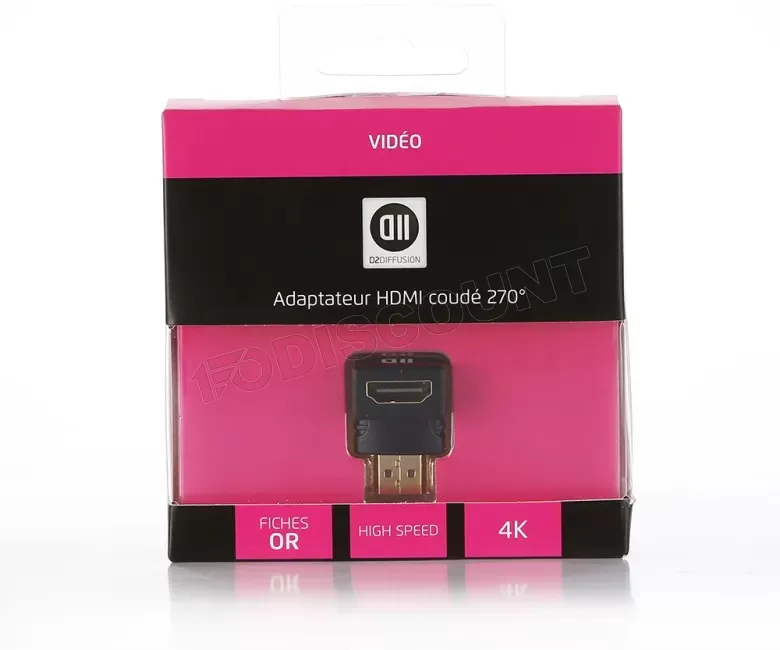 D2 - ADAPTATEUR HDMI (M/F) COUDE 270° vertical CONNECTEUR OR