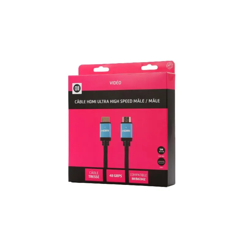 D2 - CABLE HDMI (M/M) Ultra plat Accroche cavalier 10M