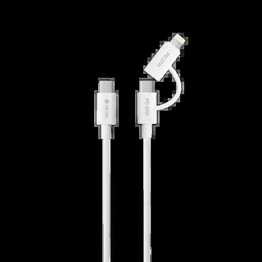 DEVIA Câble 2-en-1 USB-C vers C+Lightning PD 60W/27W 1.2M