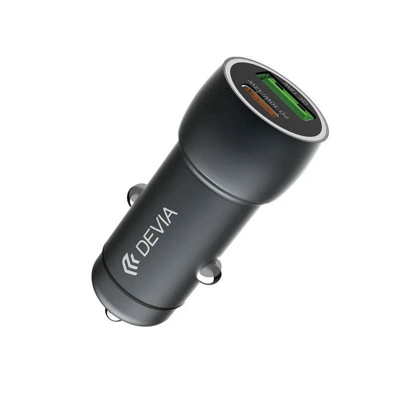 Devia Chargeur Voiture Métal PD 30W+QC 18W +Câble Usb-c