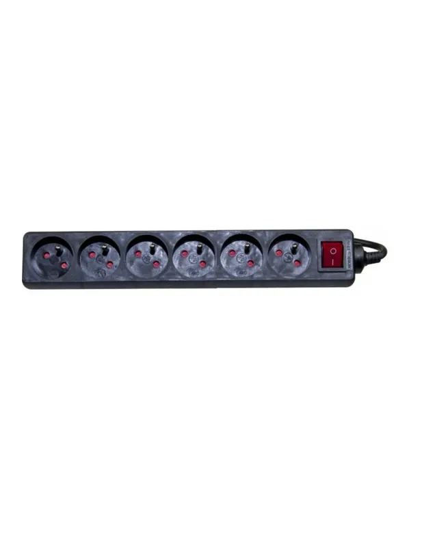 DEXLAN MULTIPRISE 6 PRISES avec INTERUPTEUR NOIR 1.5m 820031
