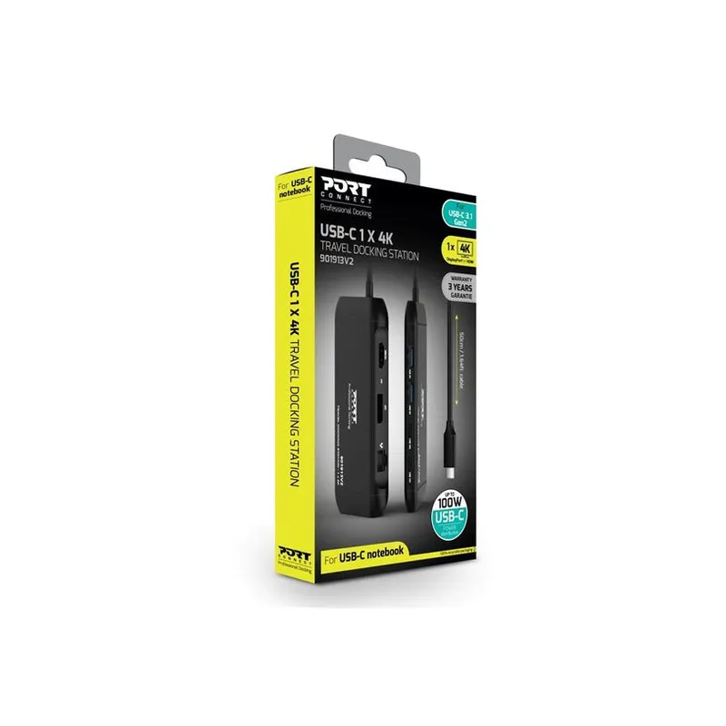PORT DESIGNS DOCKING STATION TYPE C TRAVEL 1 X 4K PD 100W (DP or HDMI)