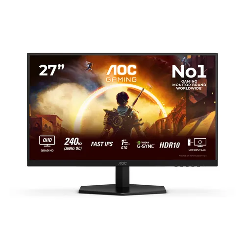 AOC Écran LED 27" - 2560 x 1440 QHD @ 240 Hz - Fast IPS - 300 cd/m² - HD
