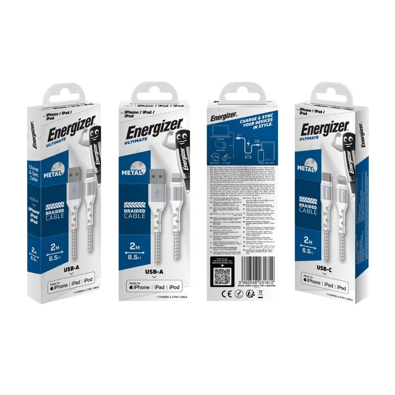 Energizer CABLE LIGHT METAL Blanc