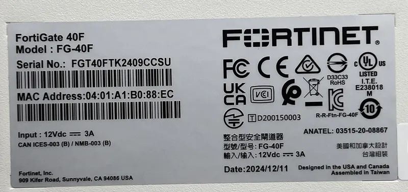 FG-40F 5XGE RJ45 PORTS 1 WAN PORTS