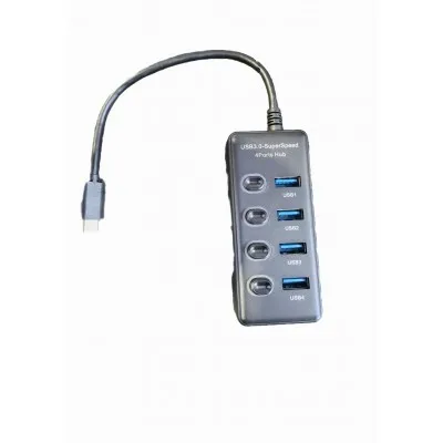 HUB USB-C 4 ports +Interrupteur/ALIM. chipset GL3510 ZGH-C04