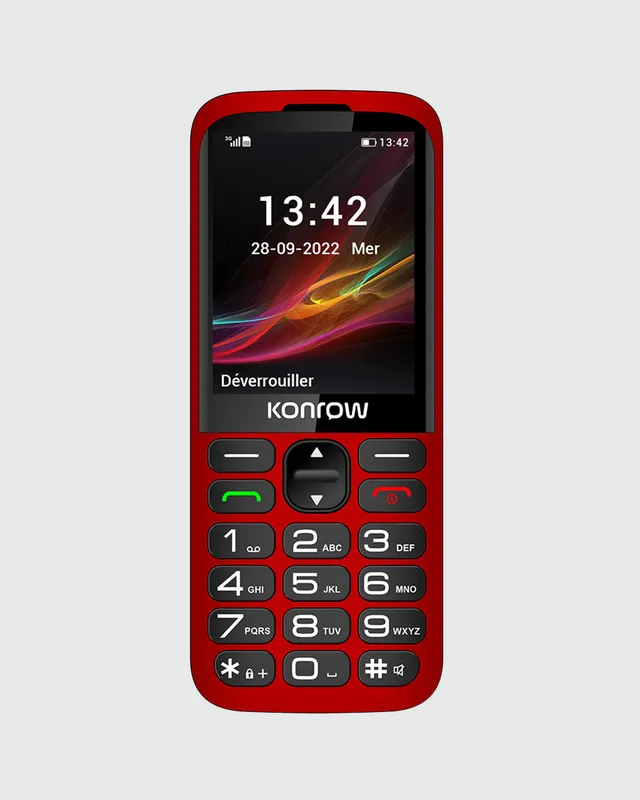 KONROW SENIOR 280 NEXT 4G DS 2,8 Bluetooth +Dock de charge Rouge