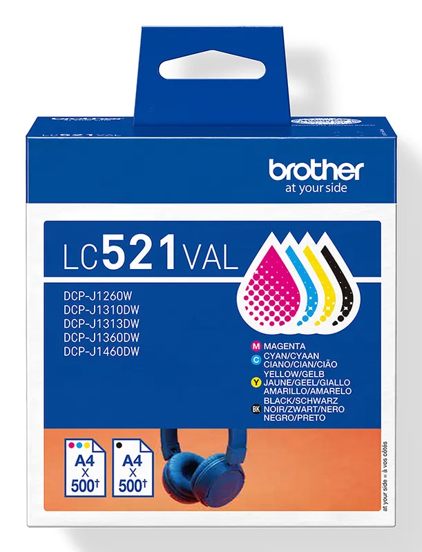 BROTHER LC-521VAL PACK DE 4 CARTOUCHES NCMJ 500 PAGES
