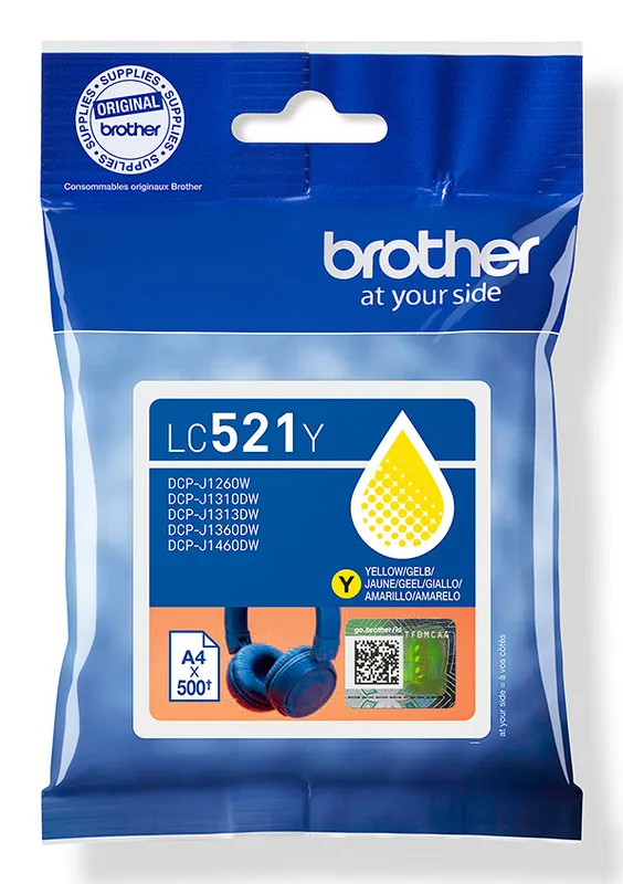 BROTHER LC-521Y ENCRE JAUNE 500 PAGES