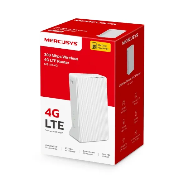 MERCUSYS MB110-4G Routeur 4G WiFi sans fil Ethernet Monobande 2,4Ghz