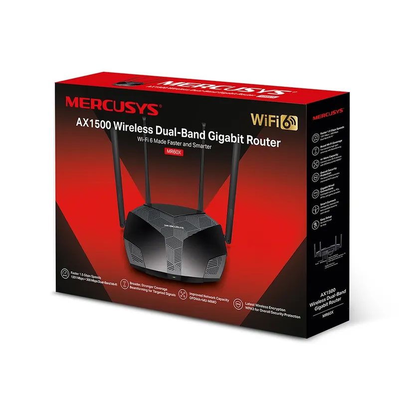 MERCUSYS MR60X Routeur WiFi 6 AX1500 Dual-Band 3x GbLAN 1xWAN