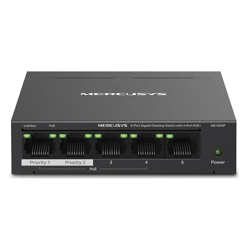 MERCUSYS MS105GP -Switch métal 5 ports Gigabit avec 4 POE +4 POE GIG