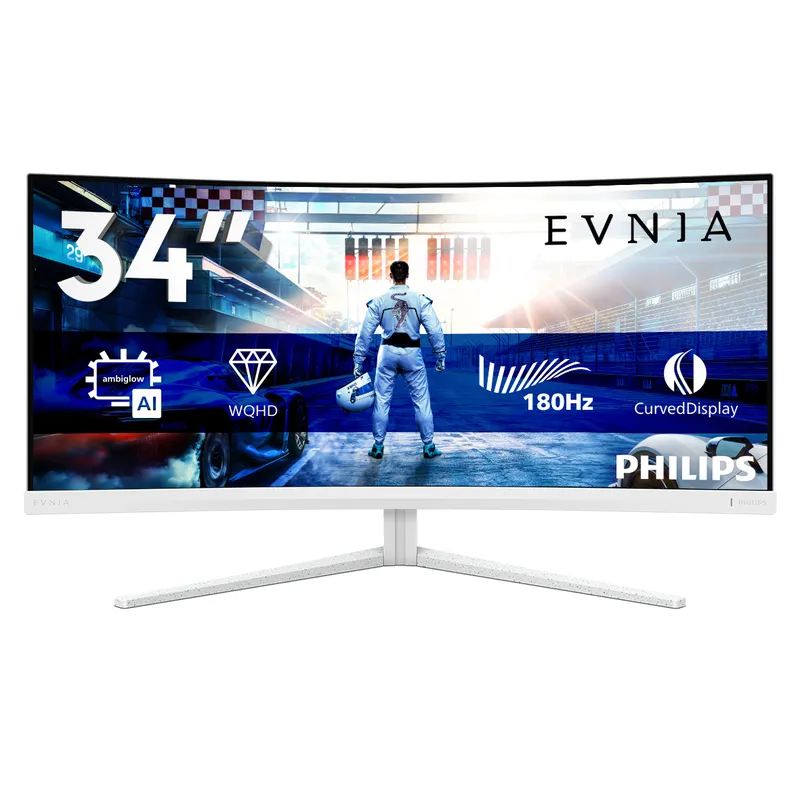 PHILIPS 34" 3440 1440 CURVED 180Hz 2 HDMI 1 DP HP BLANC