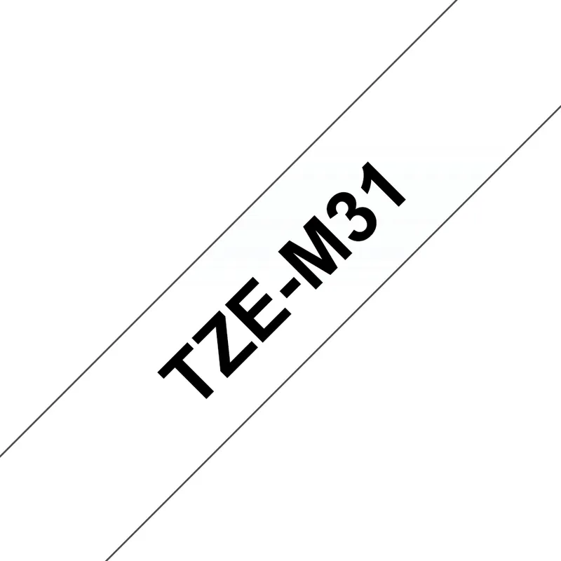 BROTHER RUBAN TZE-M31 12MM NOIR SUR FOND MATT TRANSPARENT LAMINE 8M