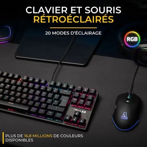 The G Lab Combo Mercury EX Pack Clavier/Souris Mécanique RGB 7200dpi
