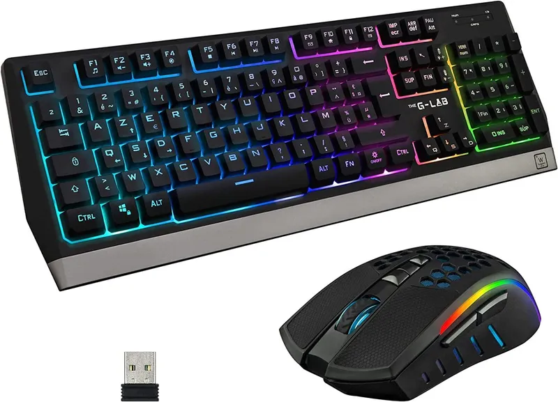 THE G-LAB COMBO MERCURY RGB Gaming Filaire Blanc Clavier+souris