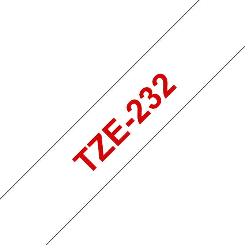 BROTHER TZE232 12MM RED ON WHITE TAPE