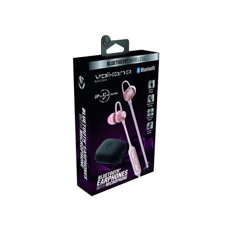 VOLKANO VK-1106-PK Rush ECOUTEURS INTRA Sport Bluetooth +Etui ROSE