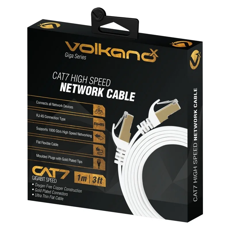 VOLKANO VK-20067-WT GIGA CABLE RESEAU RJ45 CAT 7 PLAT 25M BLANC