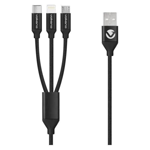 VOLKANO VK-20145-BK WEAVE Series Cable USB > USB-C Tressé 3,0m NOIR