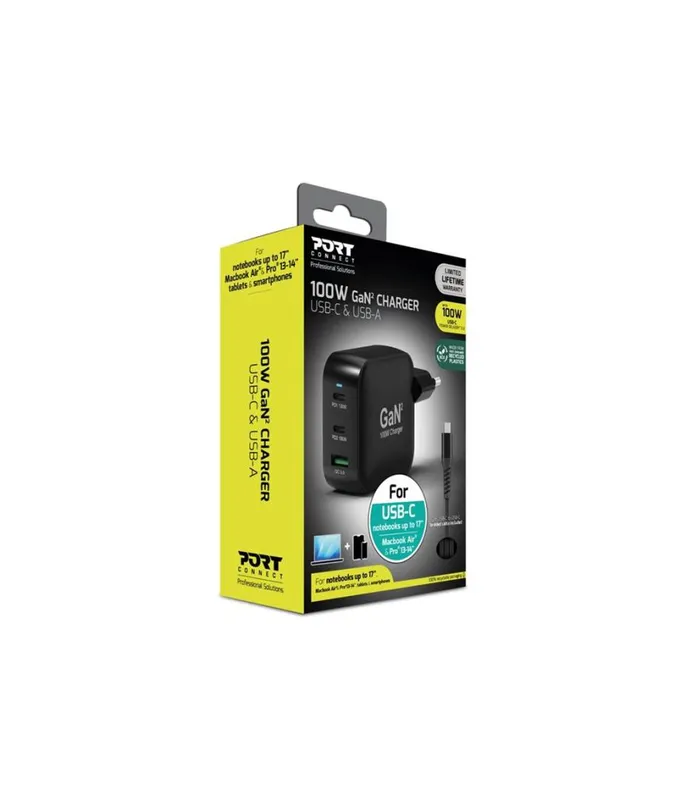 PORT DESIGNS WALL CHARGER TYPE C PD 100W GAN + CTOC CABLE 2 M - EU