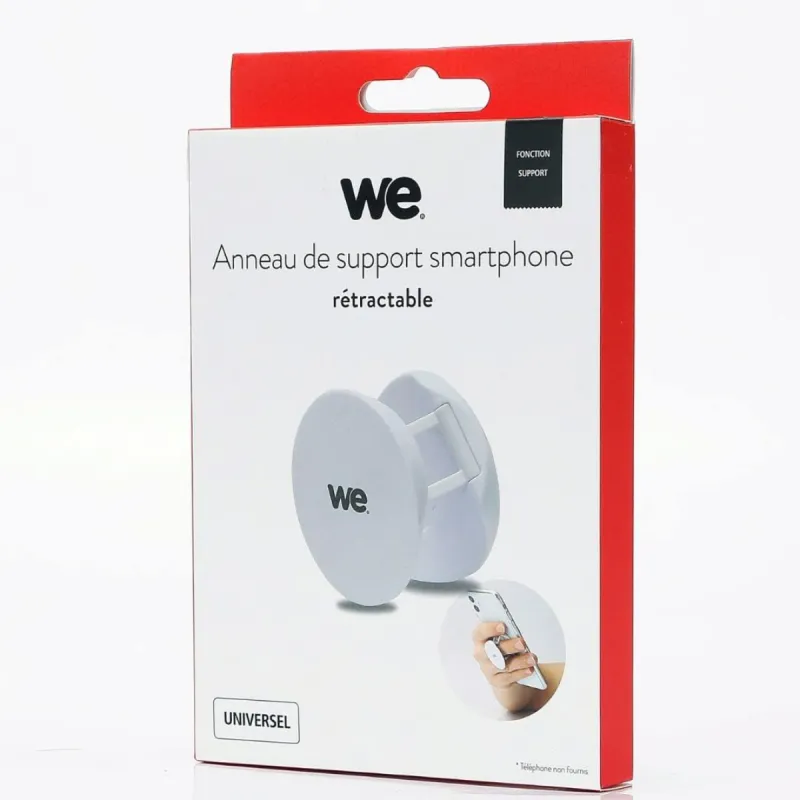 WE - Anneau de support universel smartphone Blanc Anneau retractable